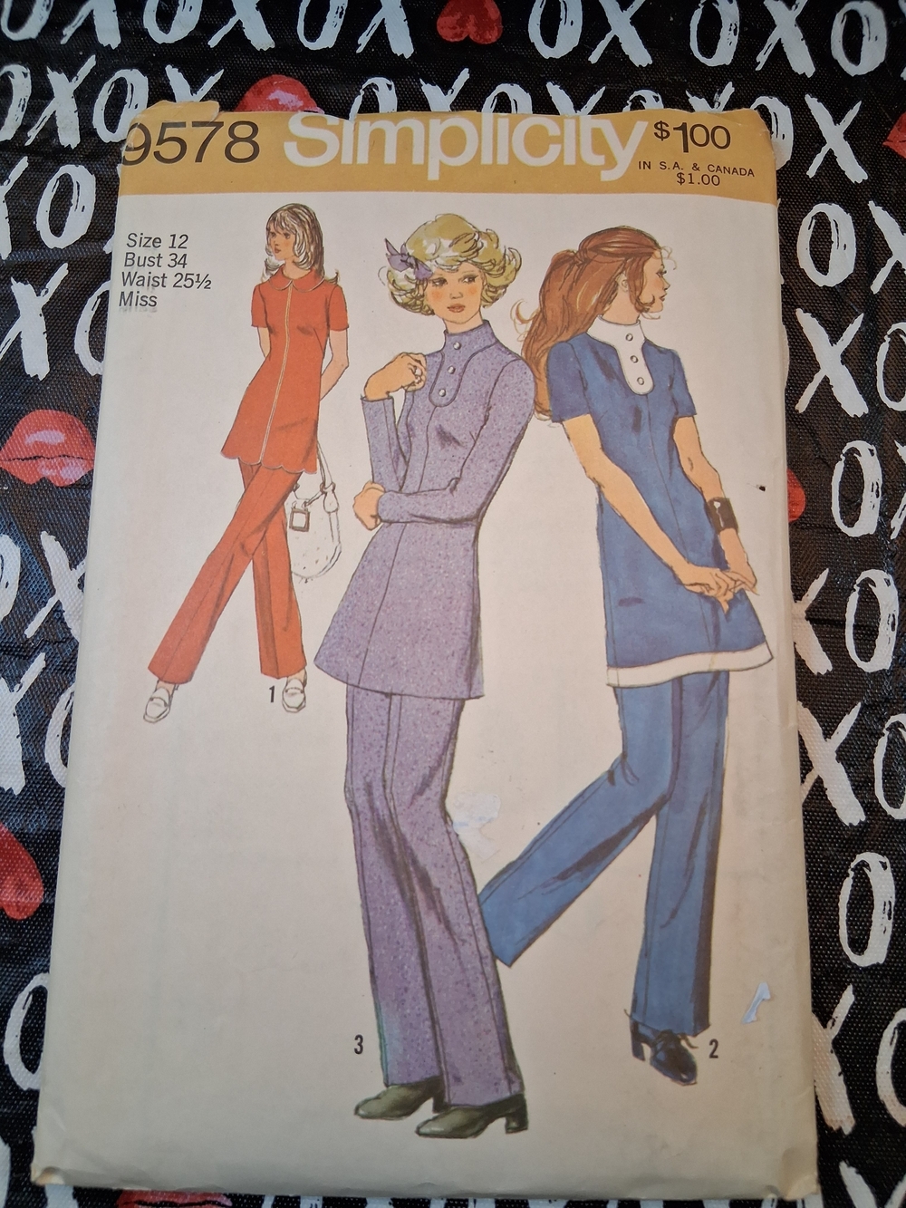 Simplicity Sew Pattern Misses' Tunic & Boot‑Cut Pants in Purple, Blue, Red
